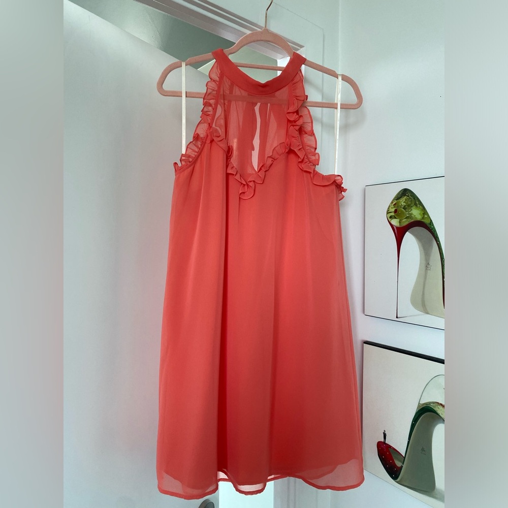 NWOT BCBGeneration Halter Mini Dress in Coral